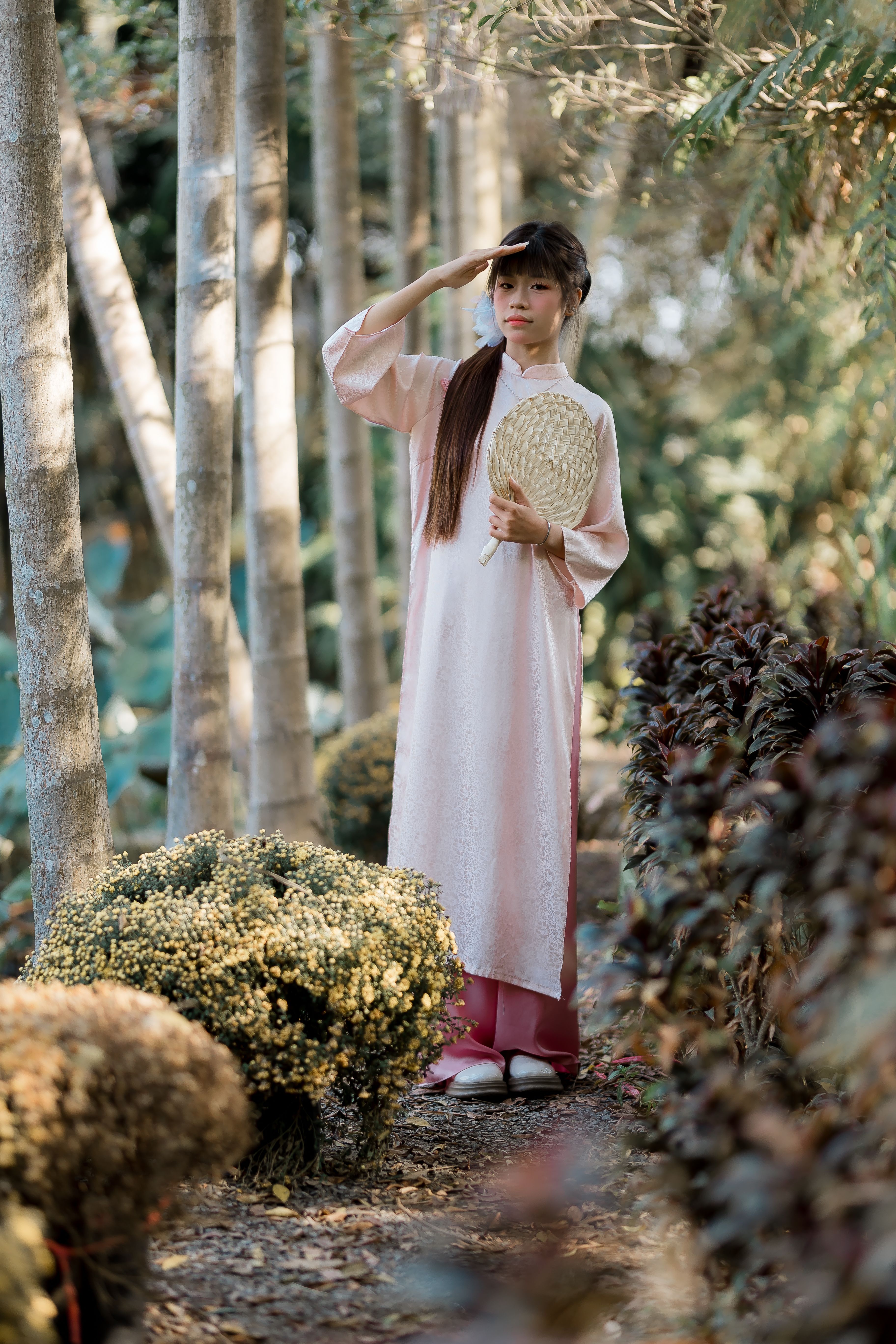 Portrait of Woman in Traditional Pink Dress Outdoors · Free Stock Photo