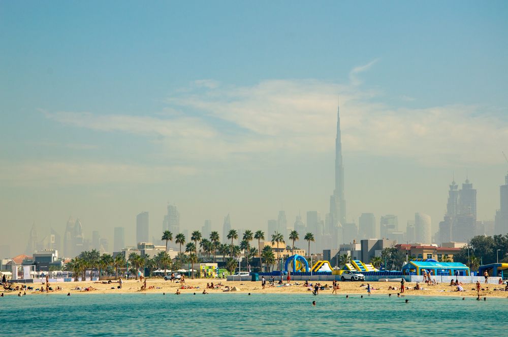 Dubai beach and Burj Khalifa