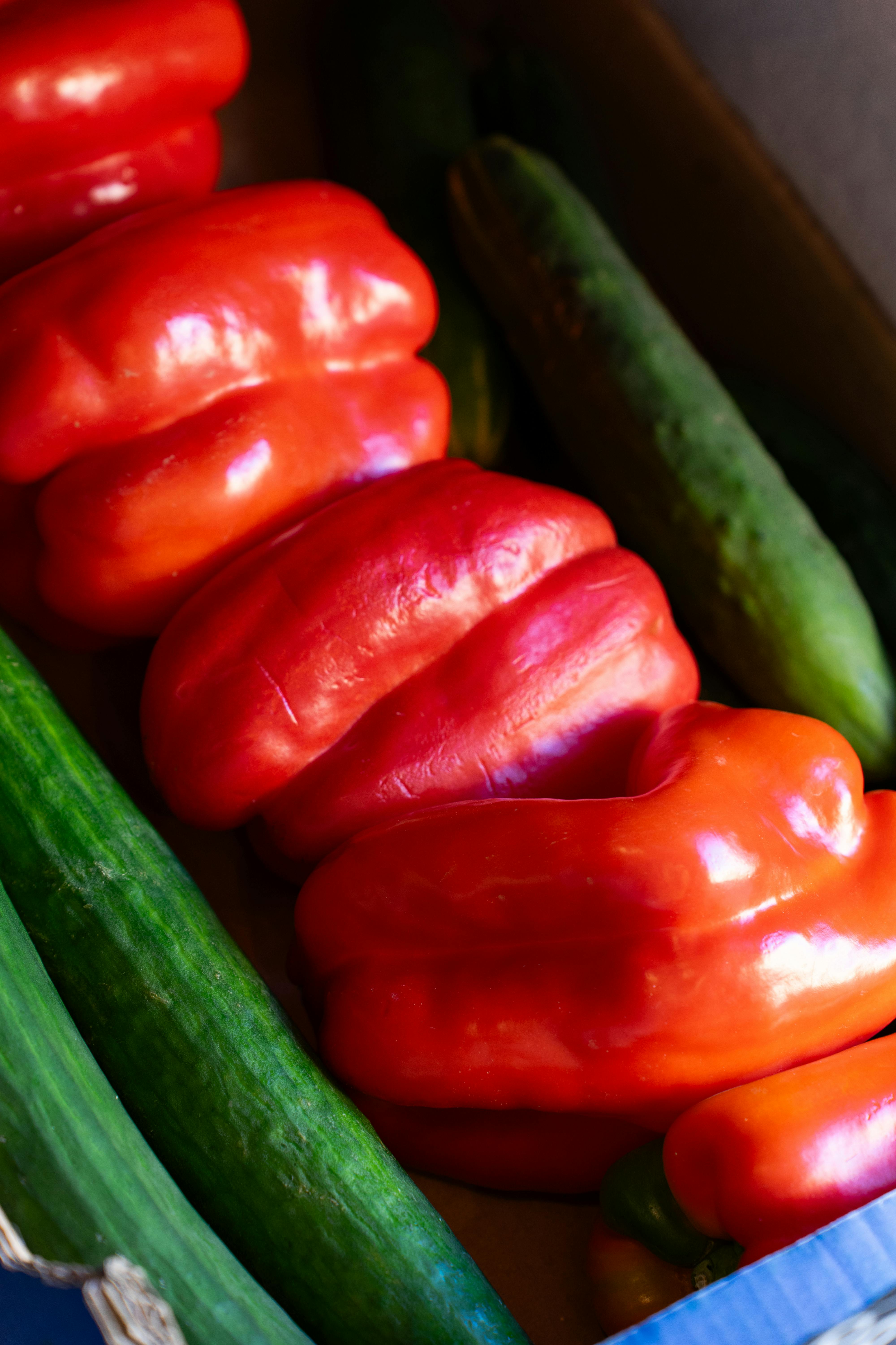 Δωρεάν στοκ φωτογραφιών με capsicum annuum, vegan διατροφή, αγγούρια Φωτογραφία από στοκ φωτογραφιών