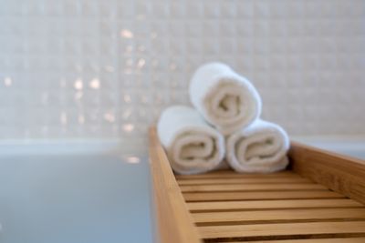 Treatment room detail with folded linen