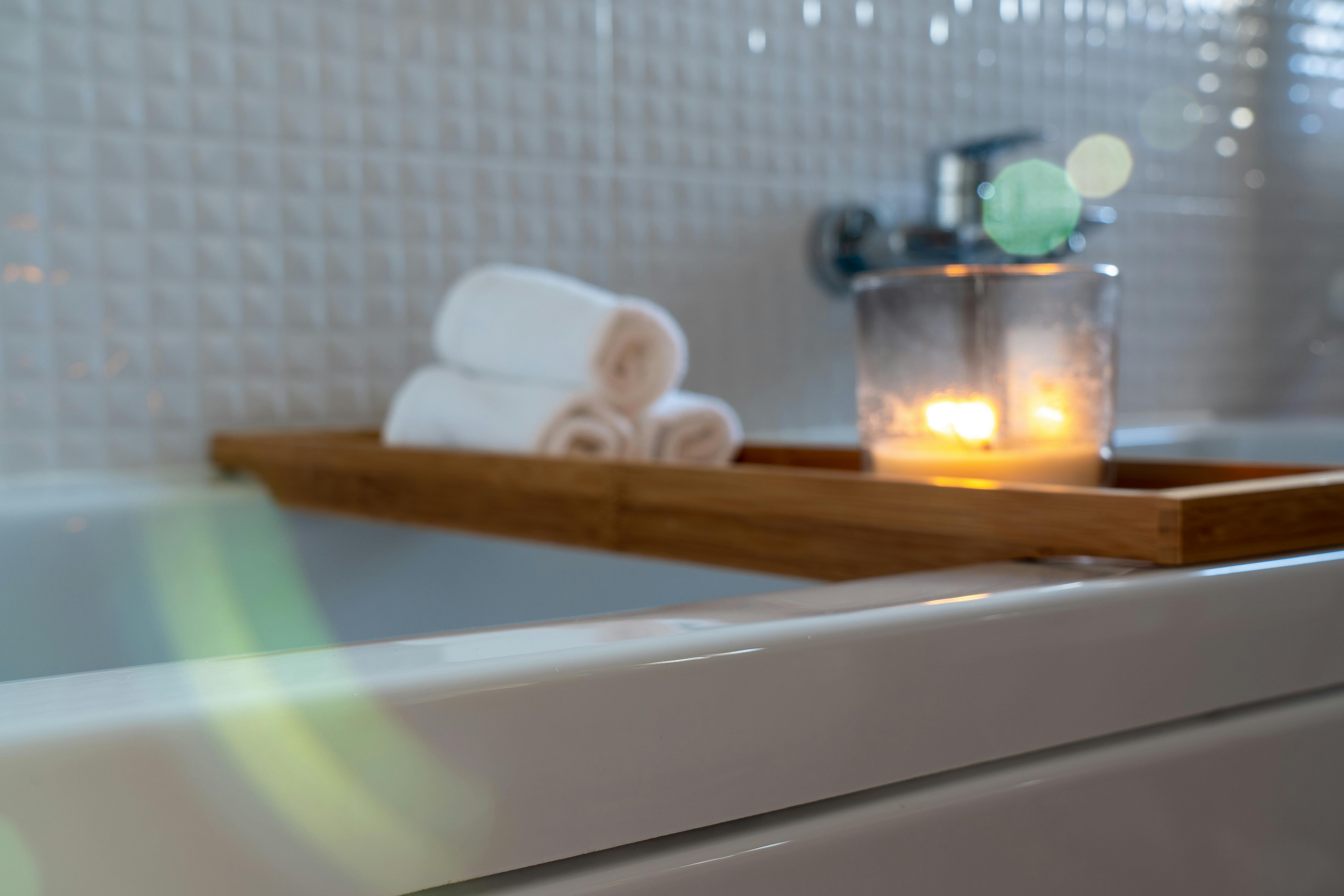 Free stock photo of bathroom, bathtub, candle