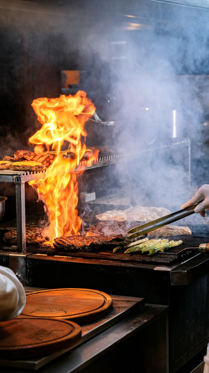 Flames on the grill