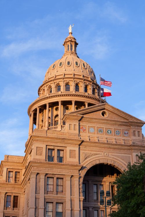 Free Stunning view of the Texas State Capitol in Austin during sunset, showcasing its grand architecture. Stock Photo