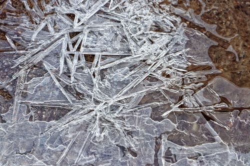 Free Intricate ice formations on a frozen surface in Invermere, creating unique winter patterns. Stock Photo