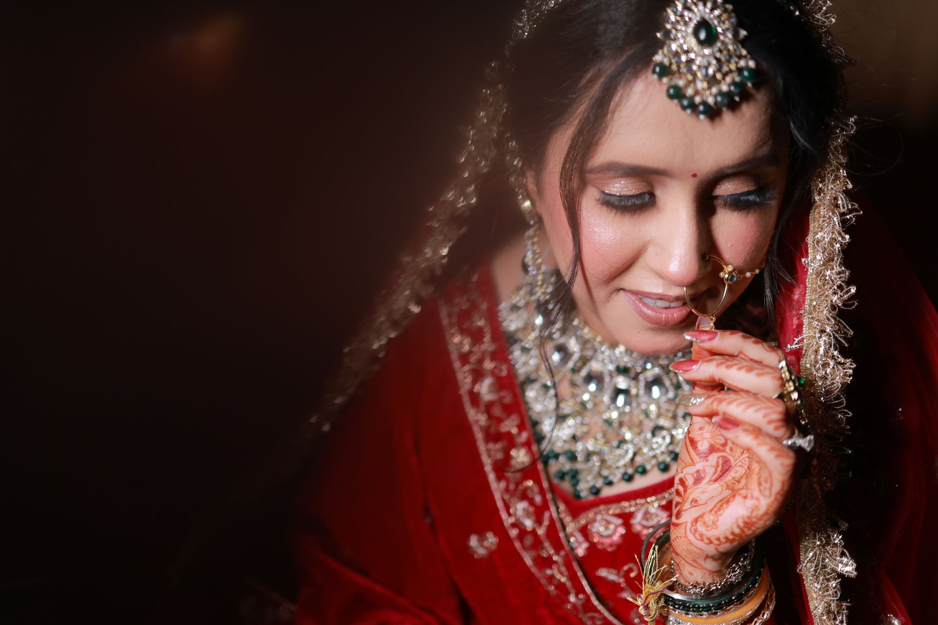 South Asian bride wearing bridal jewellery