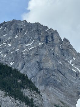 Stunning view of the Rocky Mountains featuring rugged peaks and patches of snow.