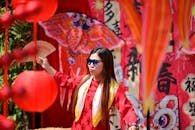 Festive Celebration with Red Lanterns and Traditional Attire