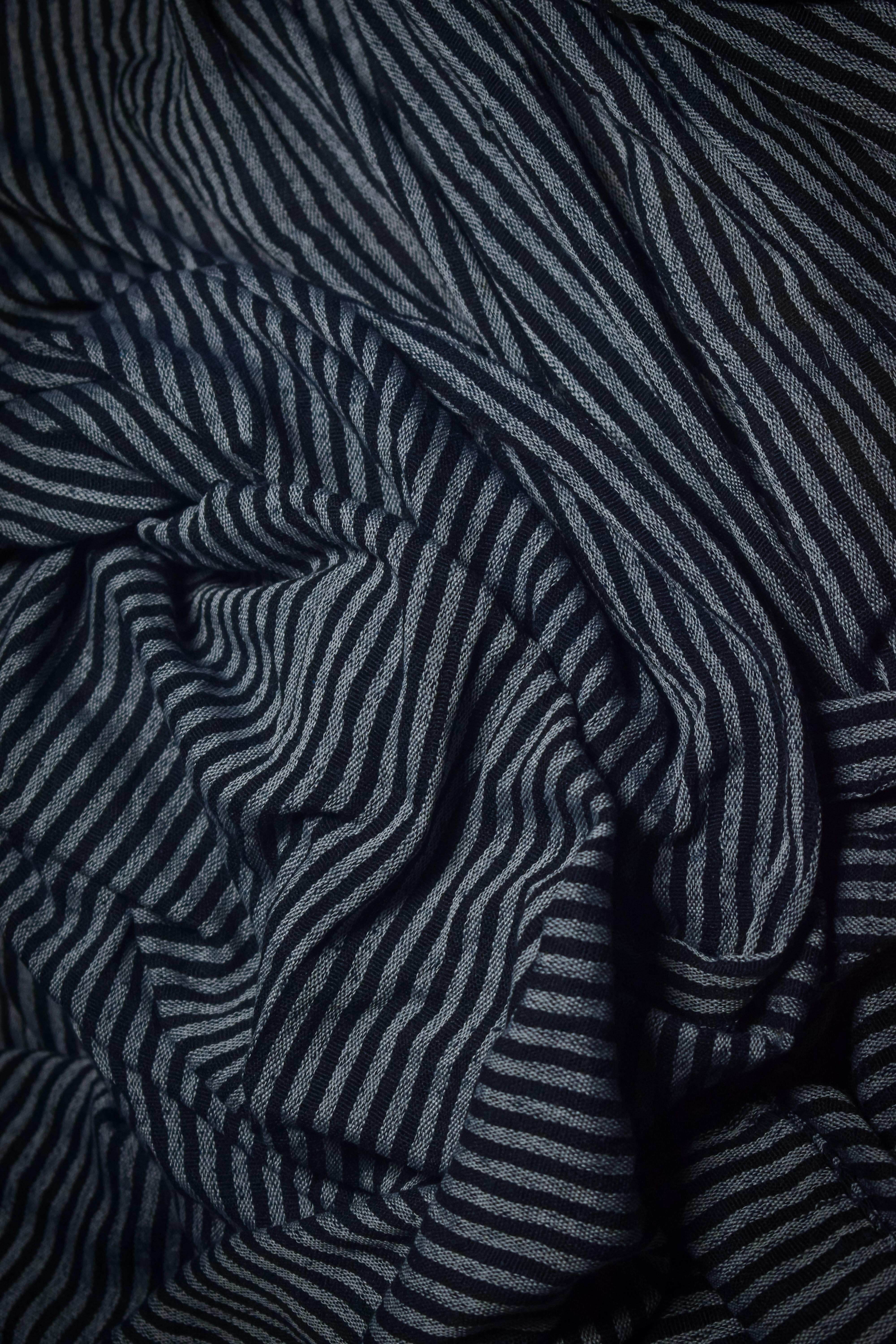 Free Close-up of black and gray striped fabric texture, ideal for background or pattern use. Stock Photo