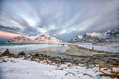 Snow Covered Mountain Under Cloudy Sky