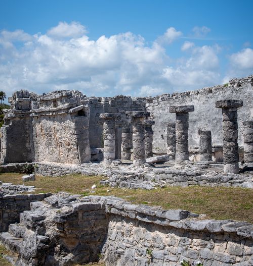 Free Explore the ancient Mayan ruins of Tulum under a clear blue sky. Stock Photo