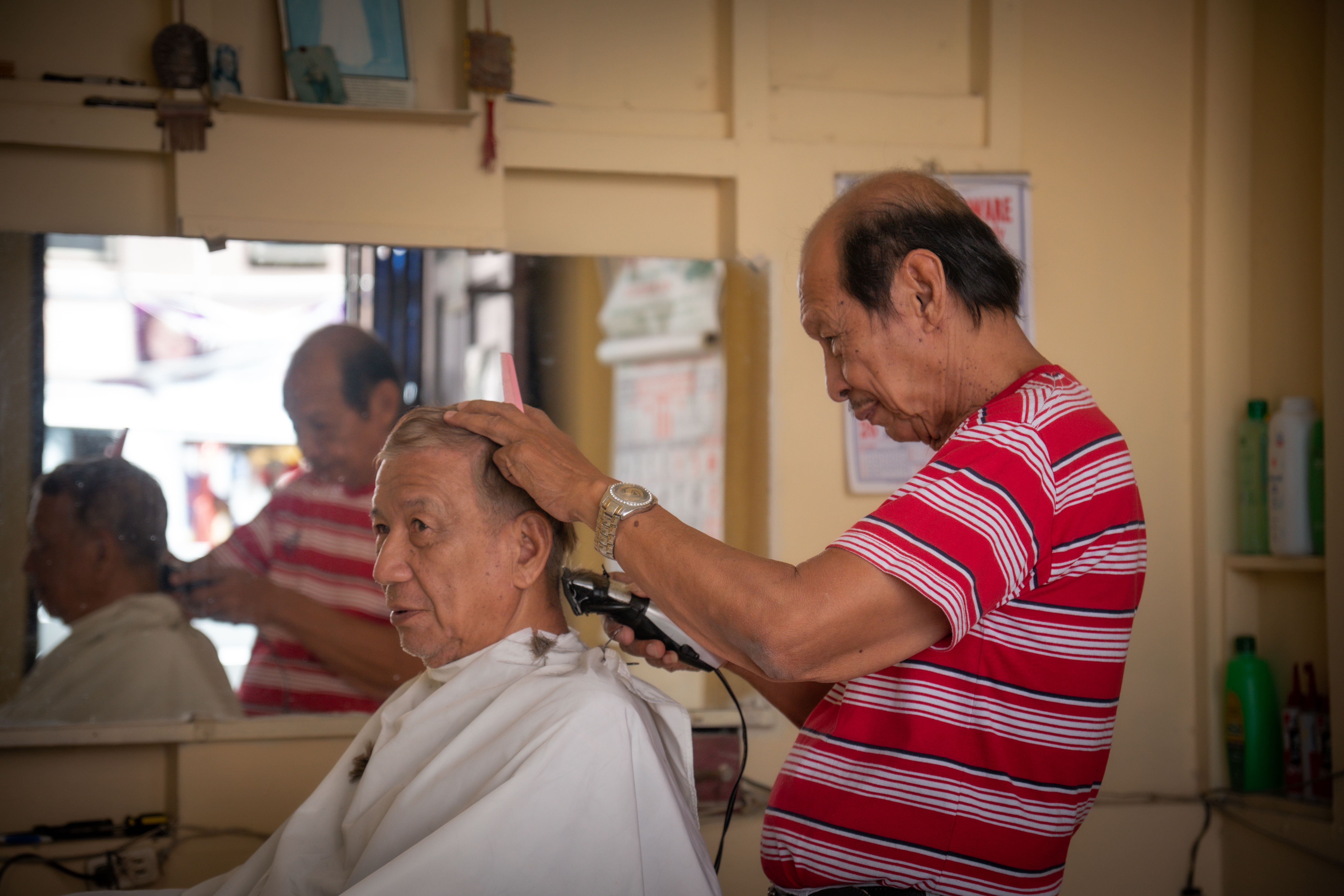 Young client getting a neat haircut