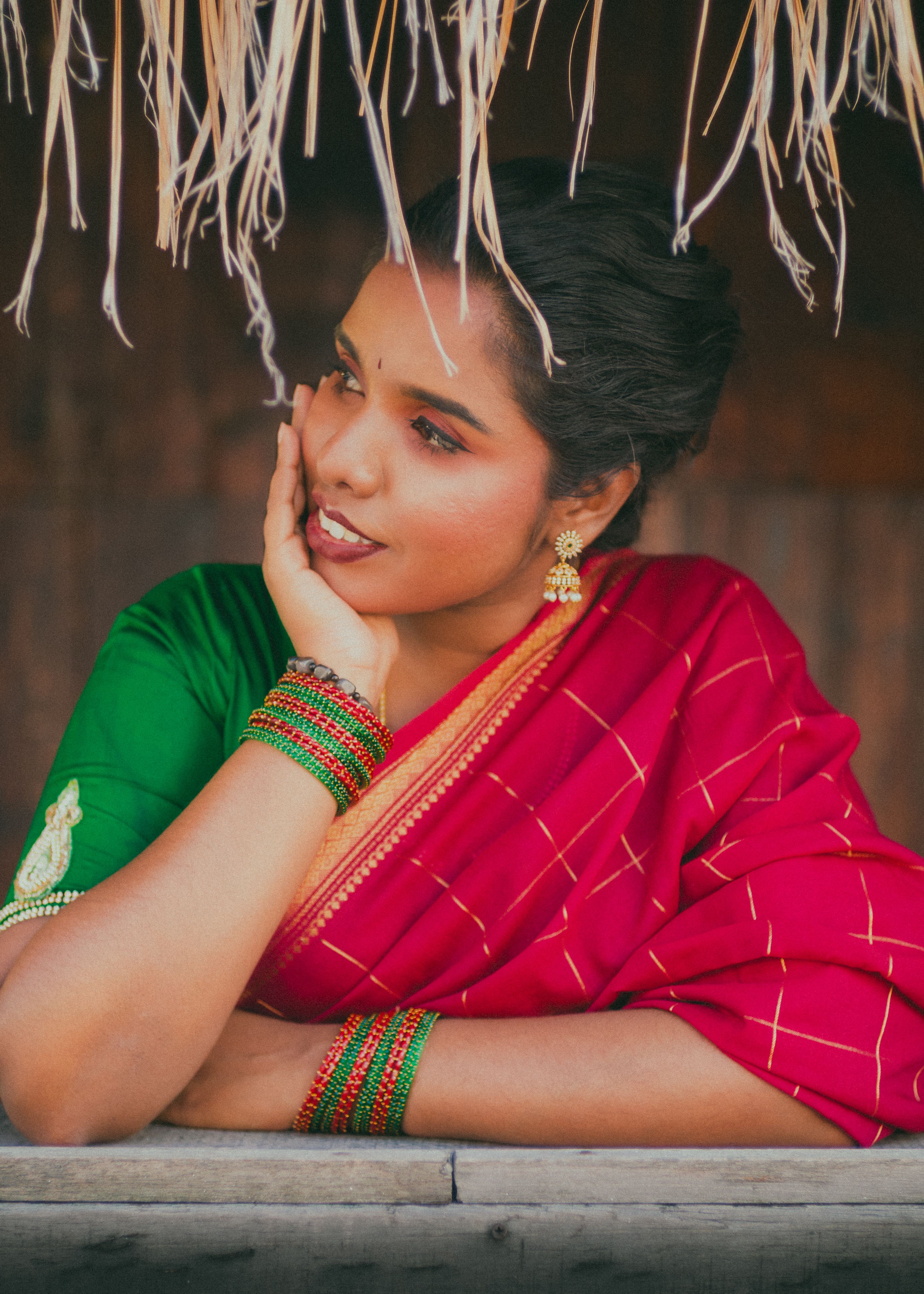 Elegant Indian Woman in Traditional Red Saree · Free Stock Photo