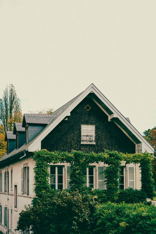 Free Picturesque Alsatian house adorned with ivy near Strasbourg, France, showcasing classic architecture. Stock Photo