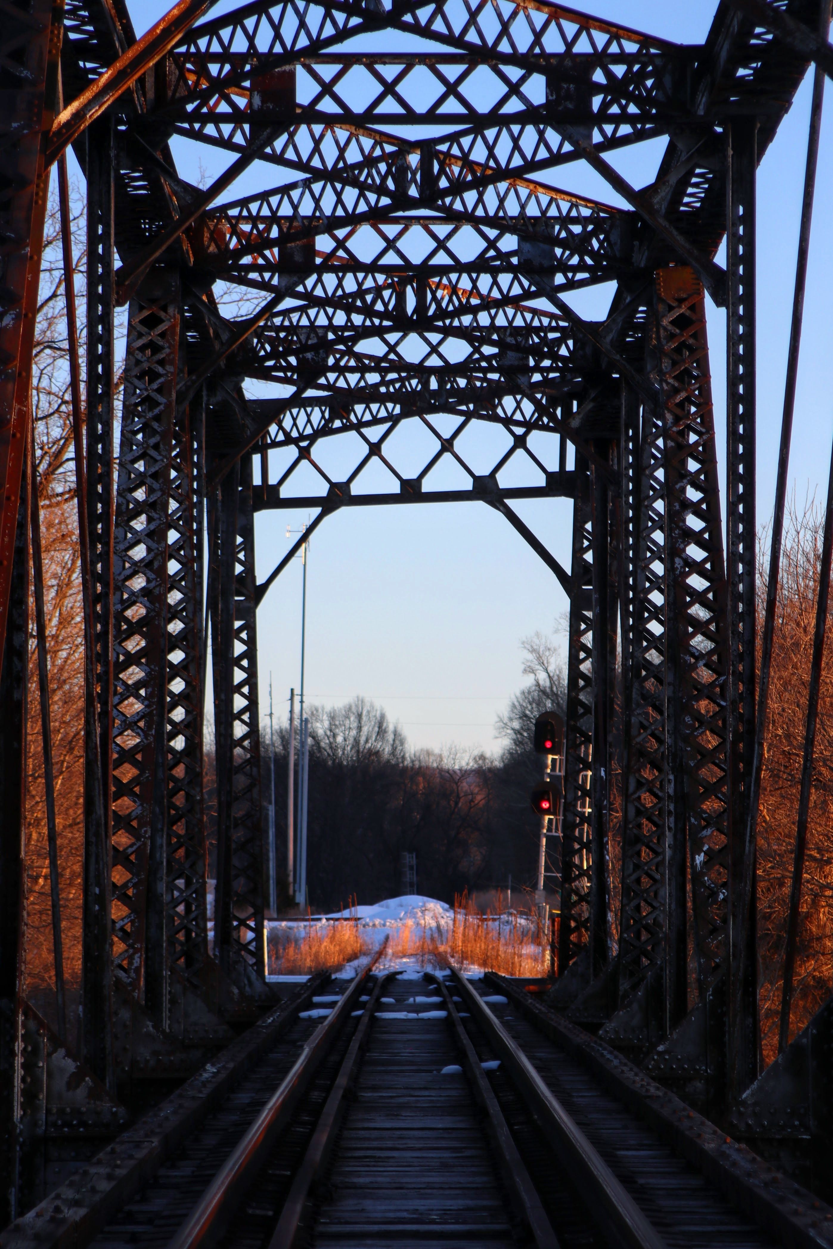 Rustic Railroad Bridge in Winter Landscape · Free Stock Photo