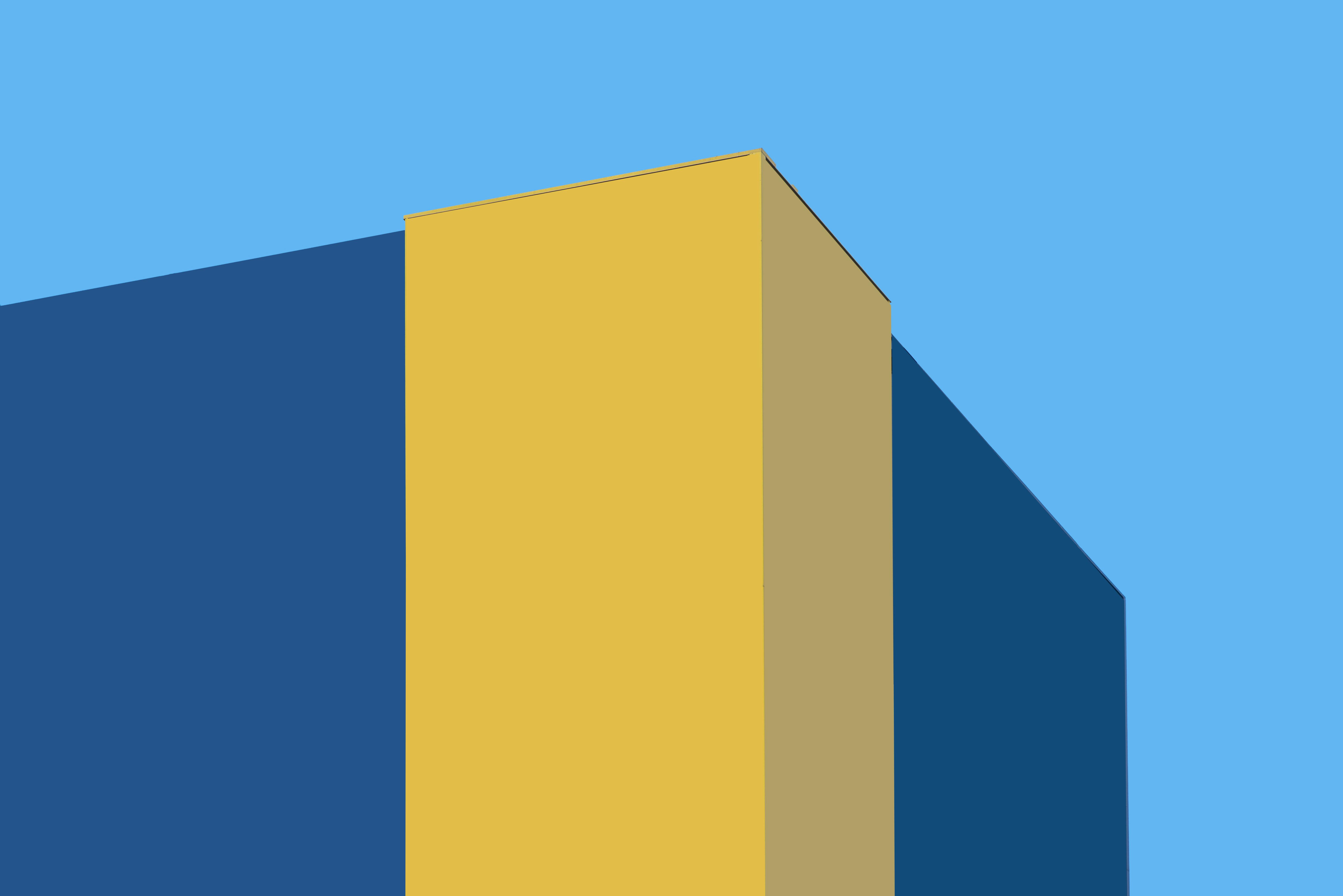 Free Minimalist architectural composition with vibrant yellow and blue against clear sky. Stock Photo