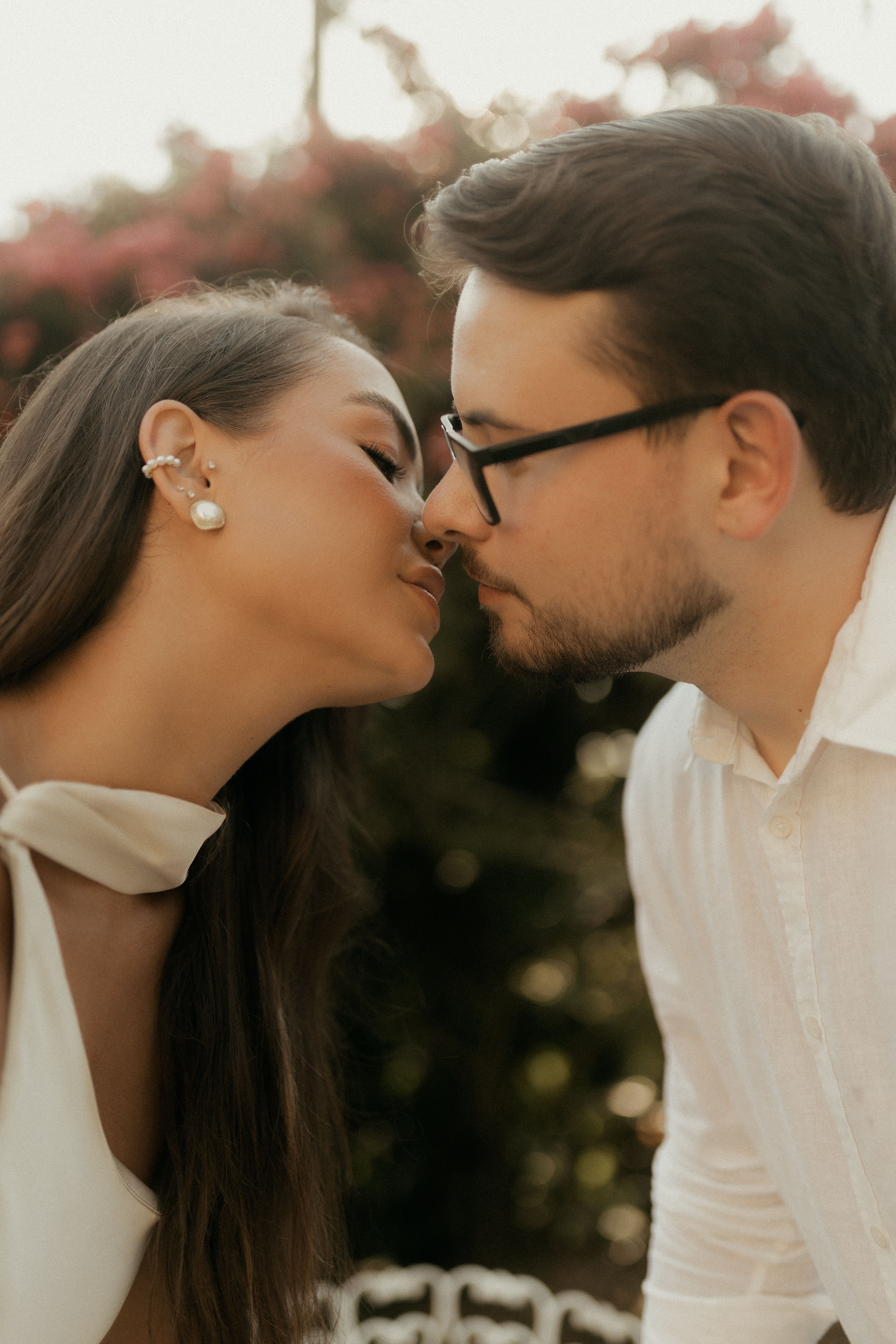 Romantic Couple About to Kiss Outdoors · Free Stock Photo