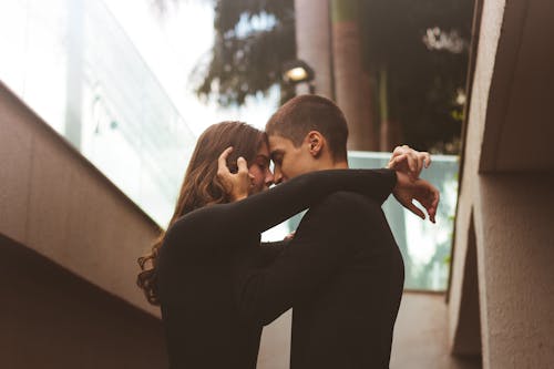 Free Man and Woman About to Kiss Each Other Stock Photo