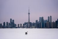 Winter Walk in Front of Toronto Skyline
