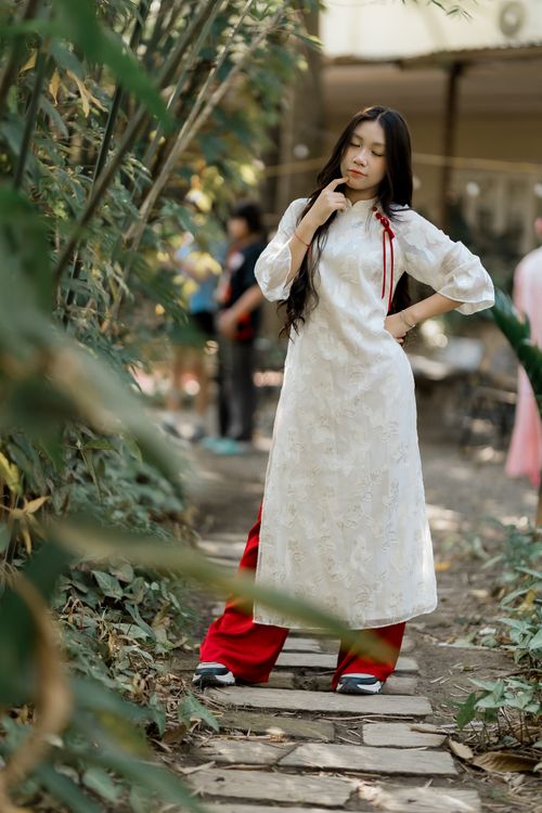 Woman in Traditional Dress Posing Outdoors · Free Stock Photo