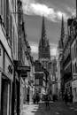Quimper's Gothic Cathedral in Black and White