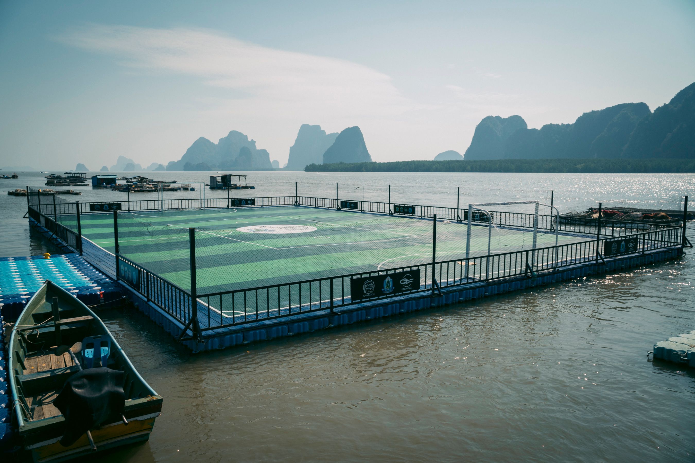 Floating Football Field in Thailand's Stunning Seascape · Free Stock Photo