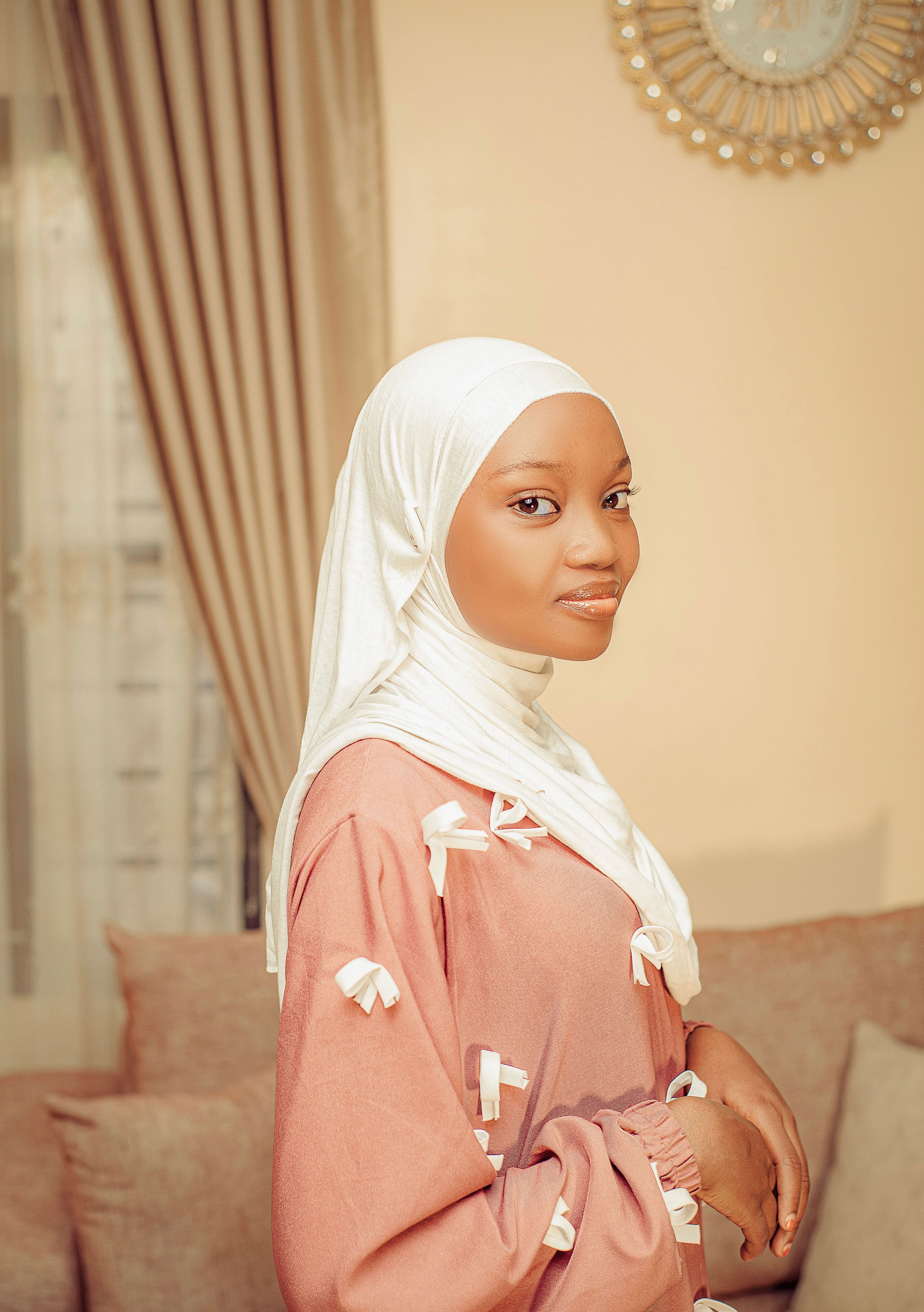 Portrait of a Woman in Elegant Hijab Indoors · Free Stock Photo