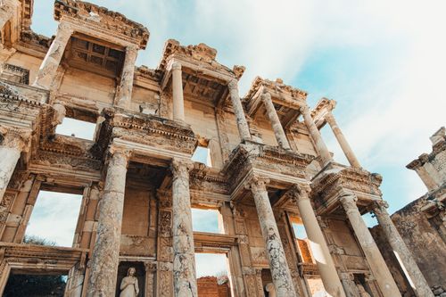 Free Beautiful ruins of the ancient Celsus Library in Ephesus, showcasing stunning Roman architecture. Stock Photo