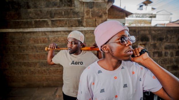 Stylish portraits of young men showcasing modern street fashion in Nairobi, Kenya.