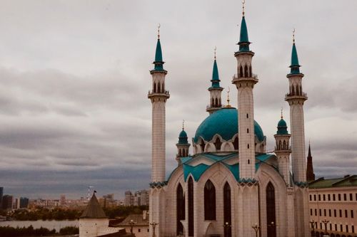 Free Stunning view of the Kul Sharif Mosque with its turquoise domes and minarets in Kazan, Russia. Stock Photo