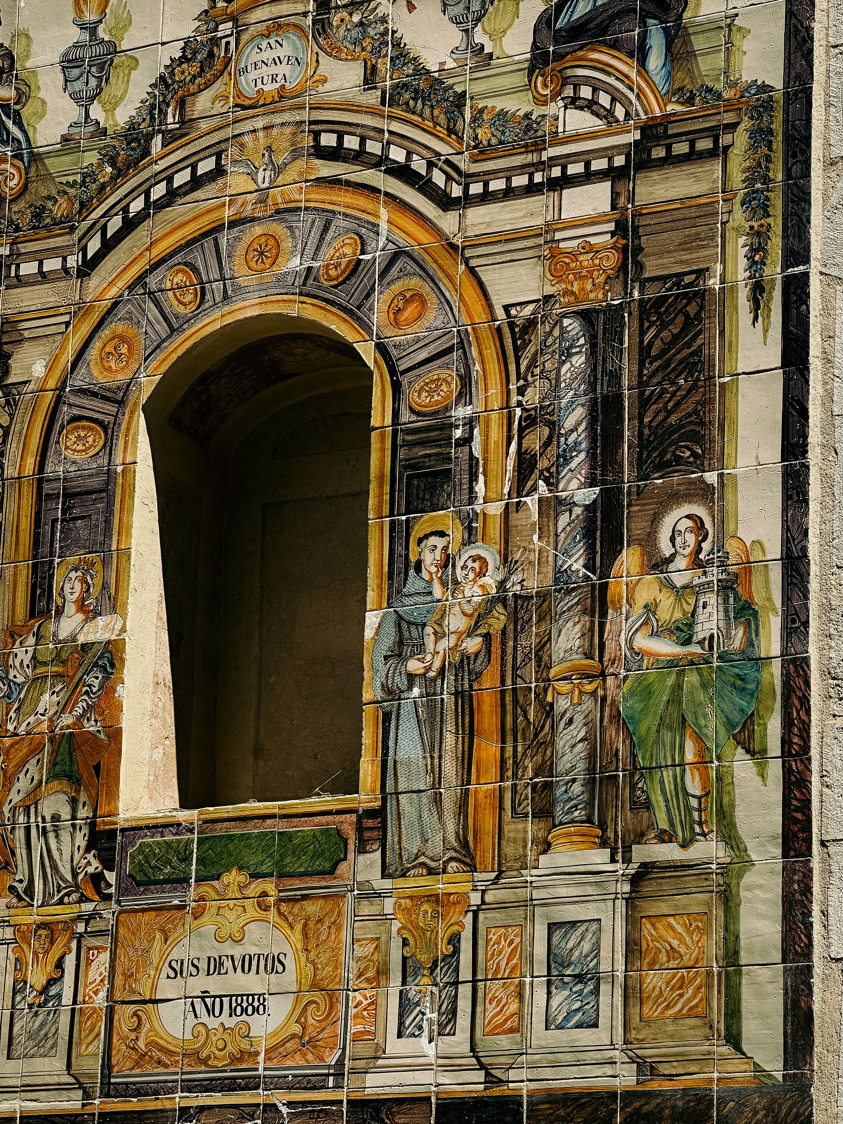 Ornate Ceramic Tile Mural Depicting Religious Scene · Free Stock Photo