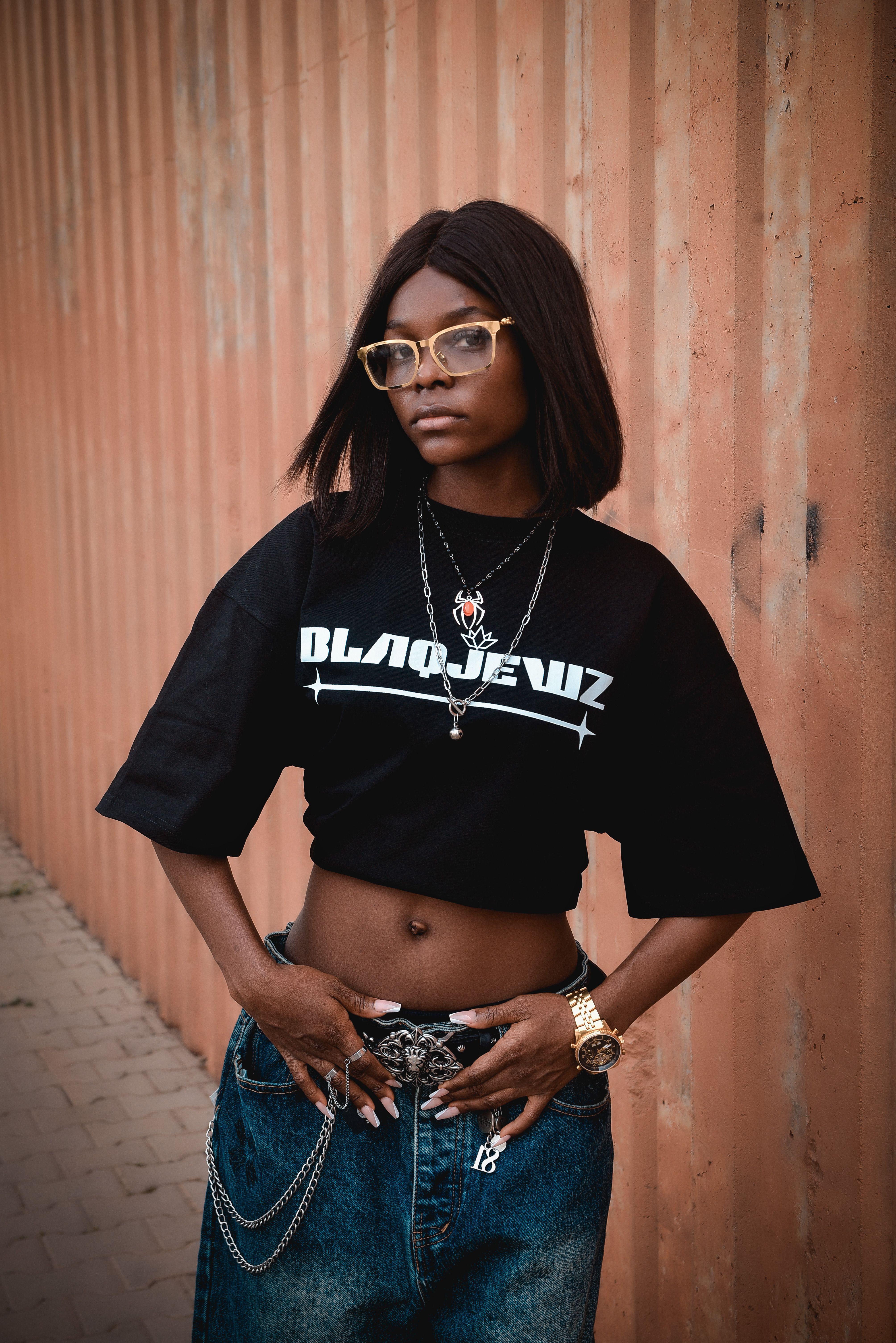 Stylish Young Woman in Urban Setting