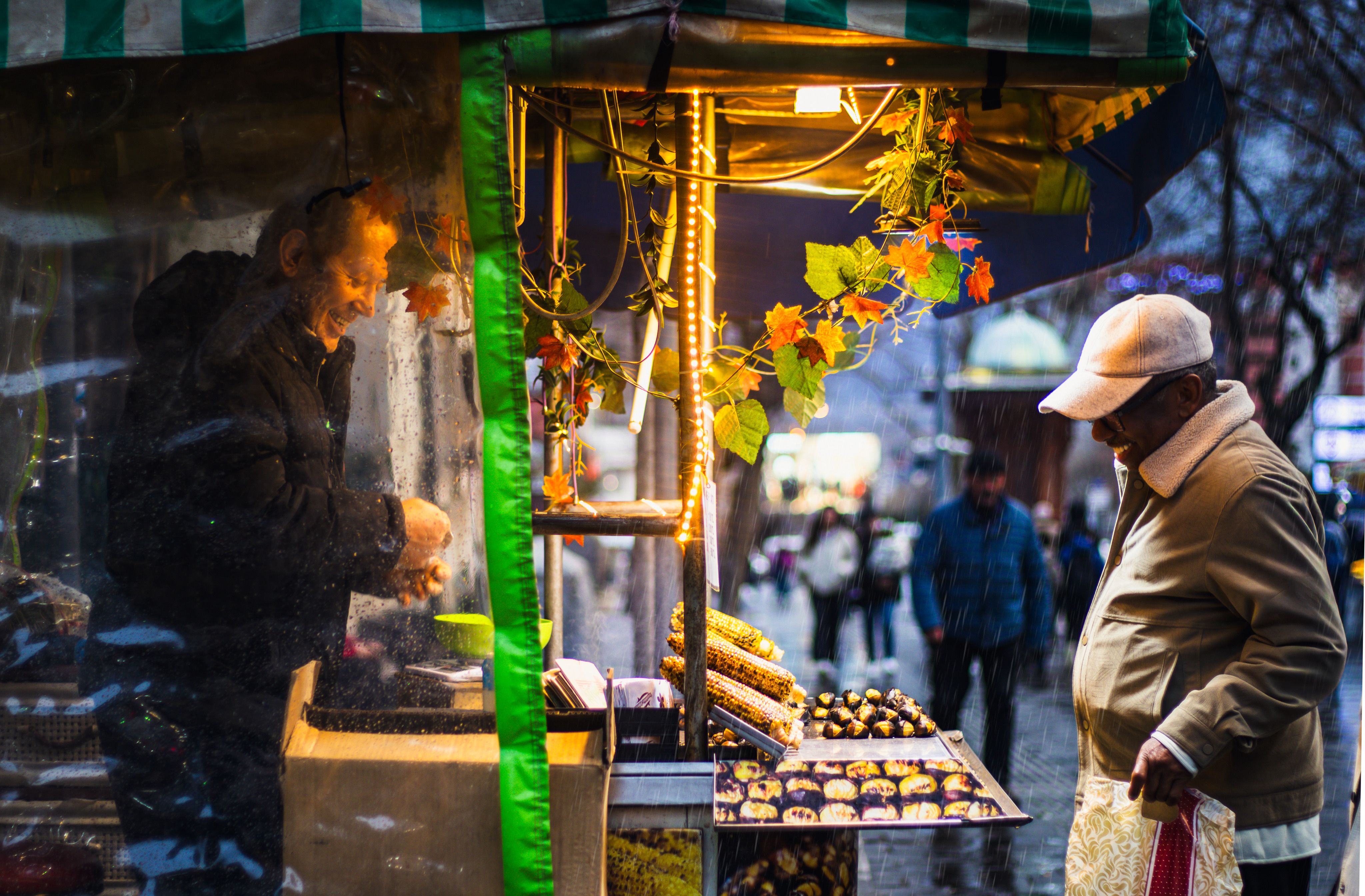 People enjoying traditional street food on a Belgrade food tour in Serbia