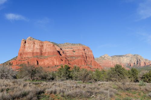 Free Stunning view of Sedona's red rock formations under a clear blue sky. Stock Photo