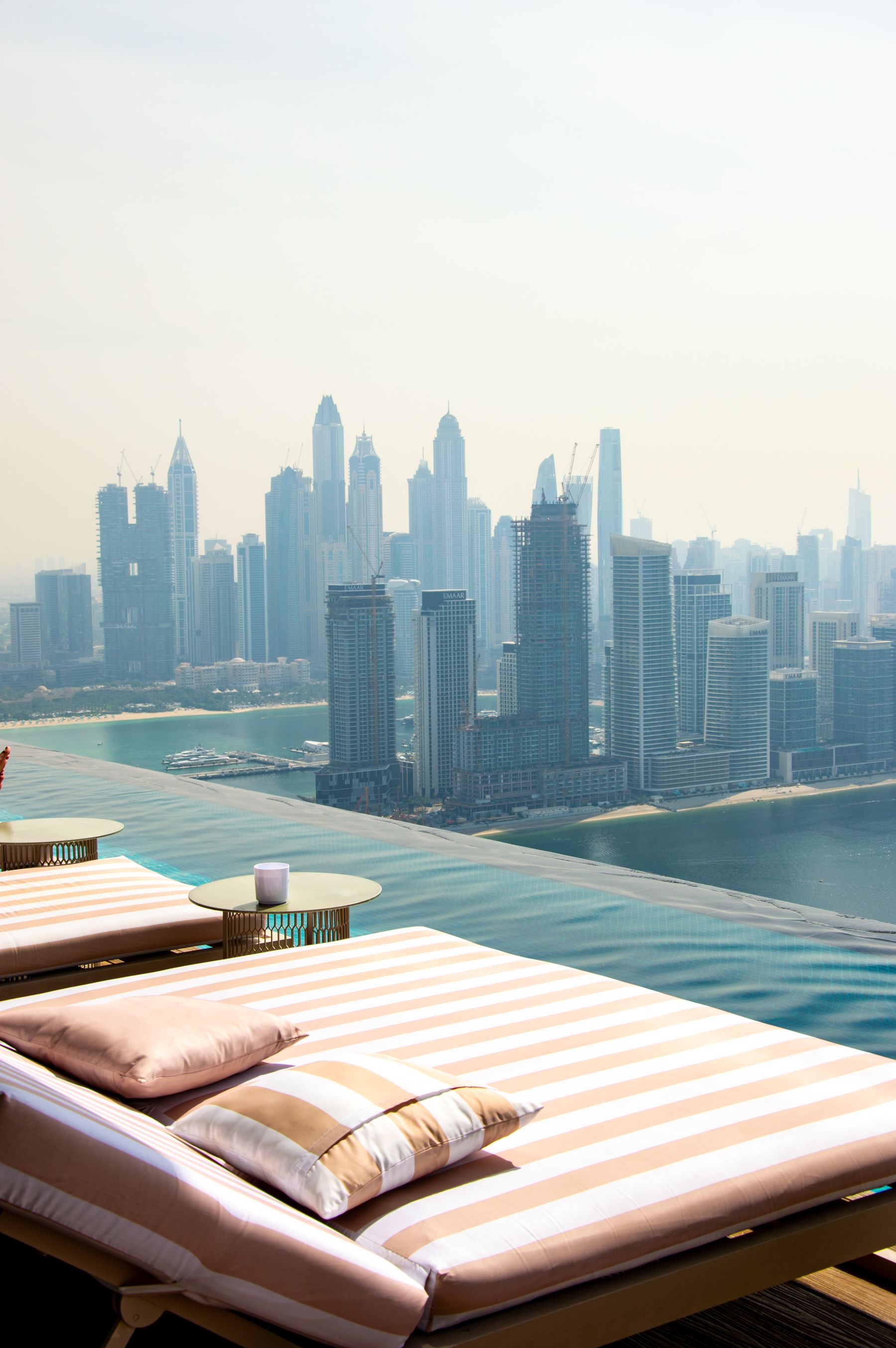 Dubai Marina skyline and yachts