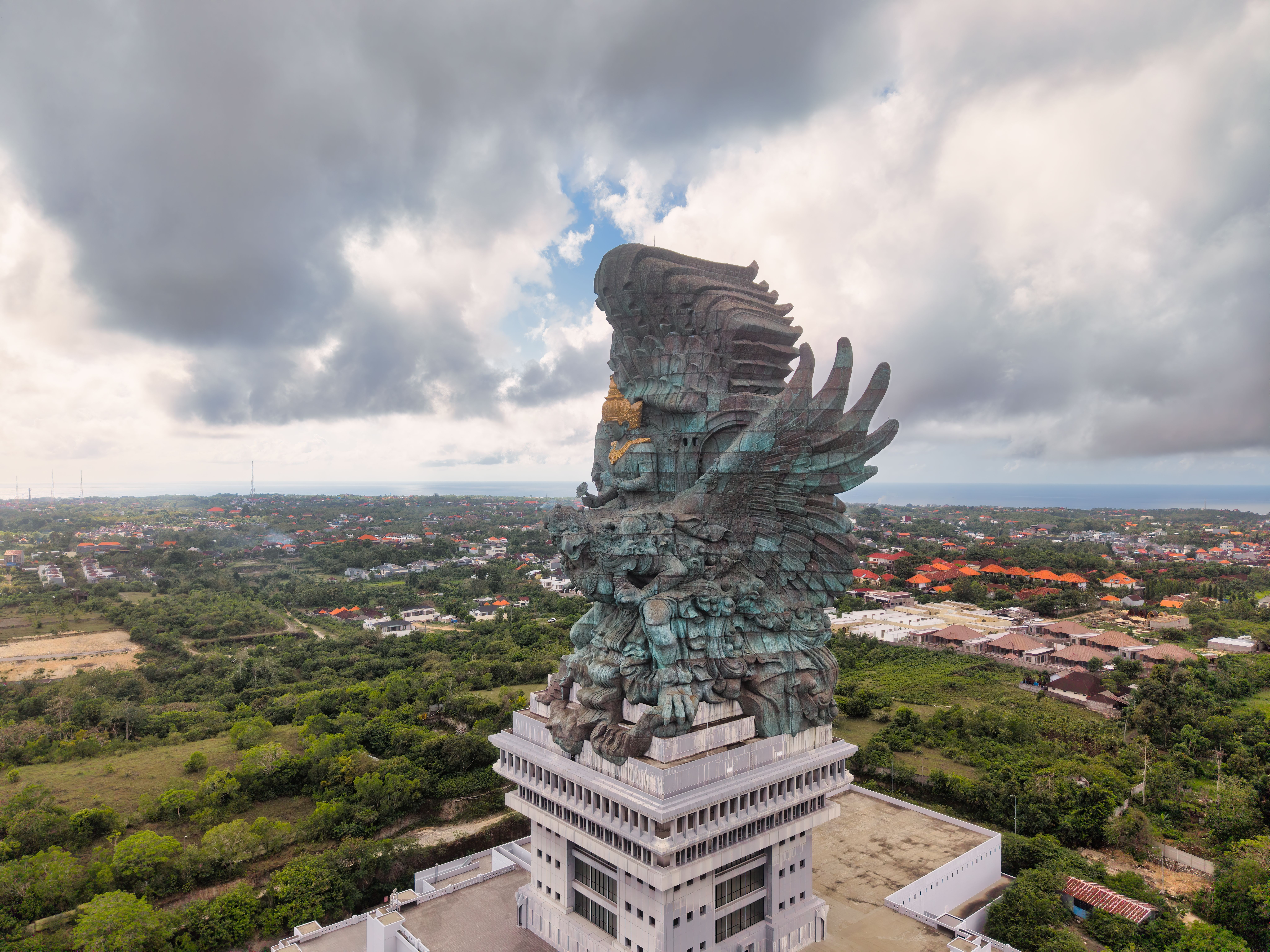 Aerial view of Garuda Wisnu Kencana statue in Bali, Indonesia.