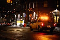 Night Street Scene with Utility Truck in New York