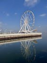 Baku Ferris Wheel Reflecting on Caspian Sea