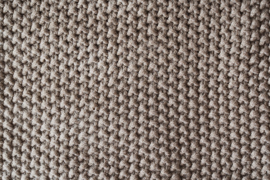Brown and White Knit Textile