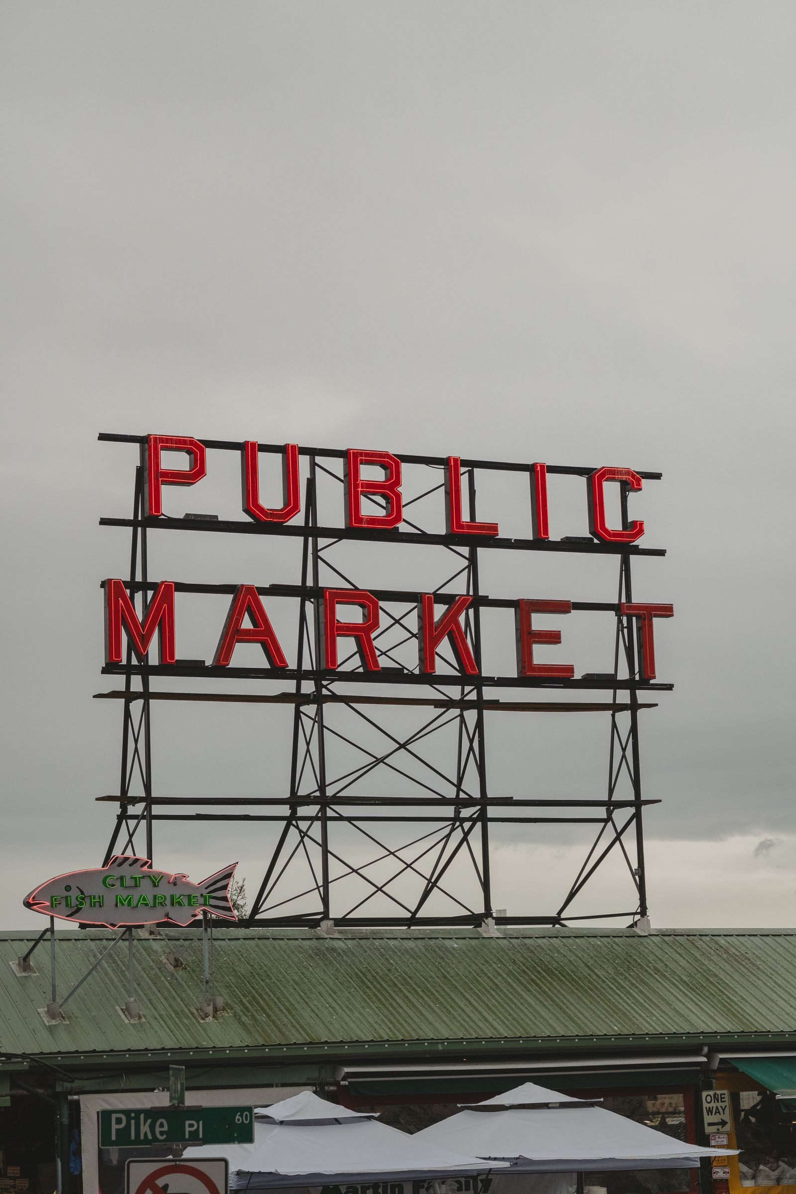 Iconic Public Market Sign at Pike Place, Seattle · Free Stock Photo