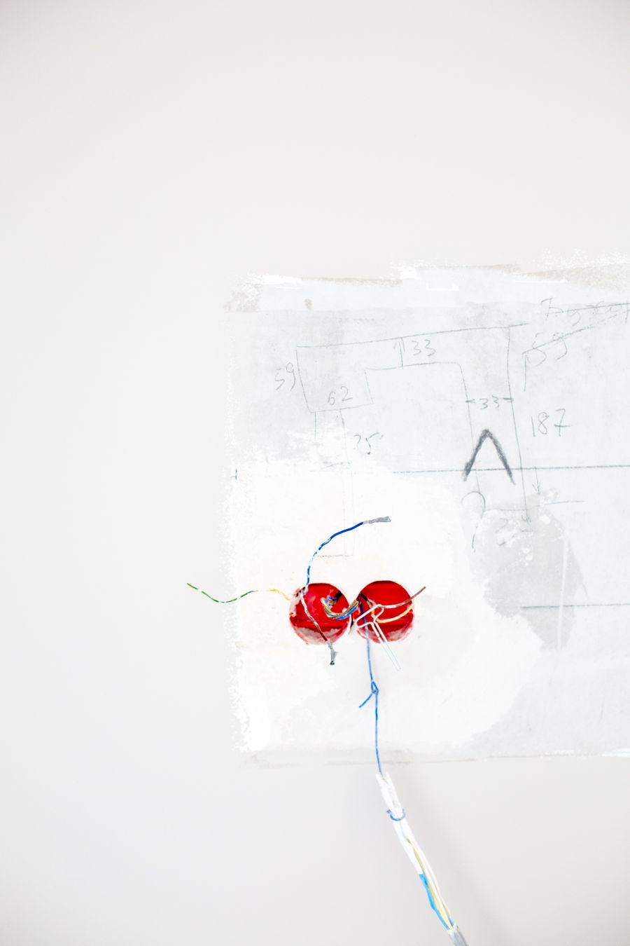 Electrical wiring installation on a wall