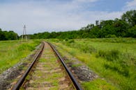 Scenic Railroad Tracks through Green Countryside