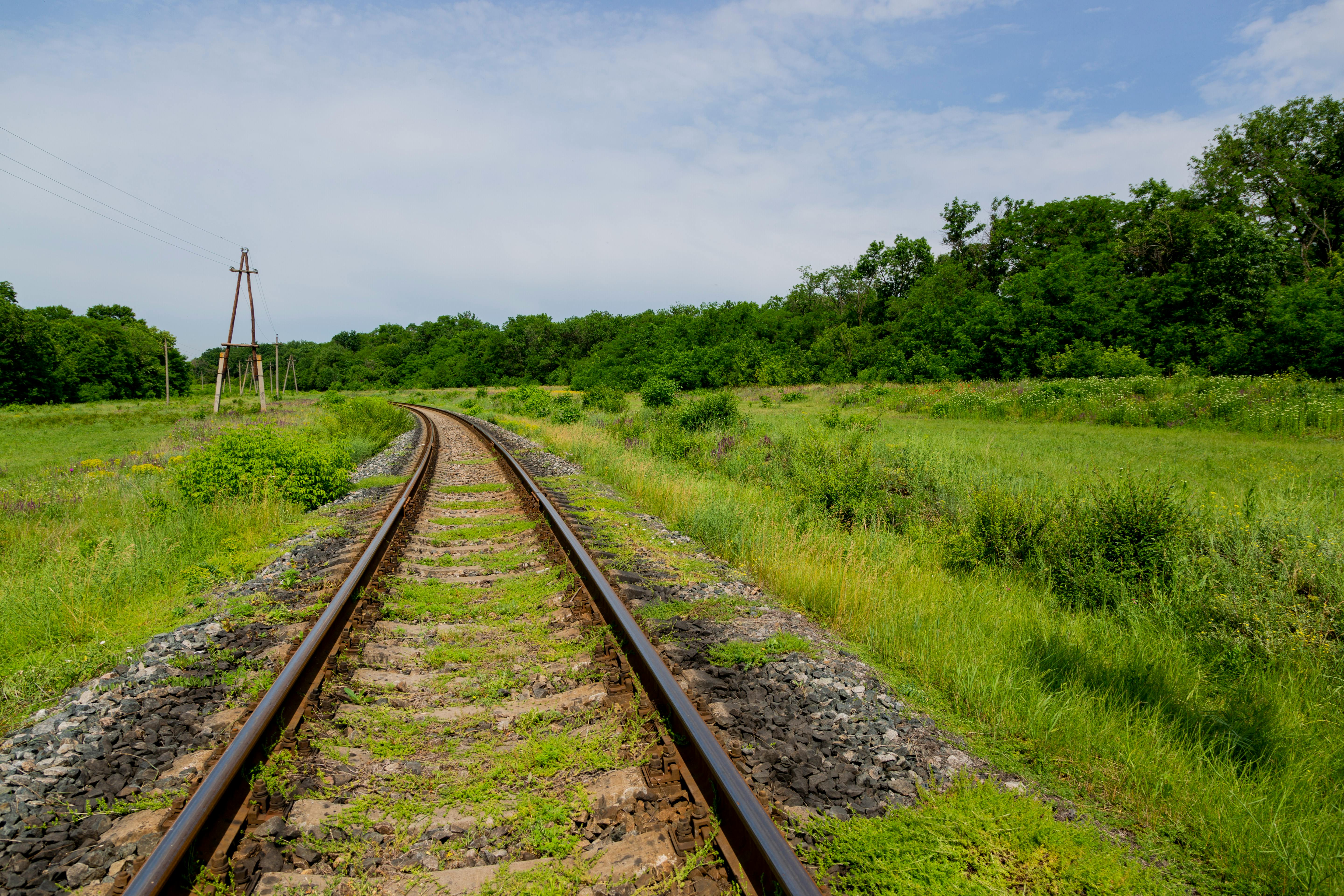 Scenic Railroad Tracks through Green Countryside