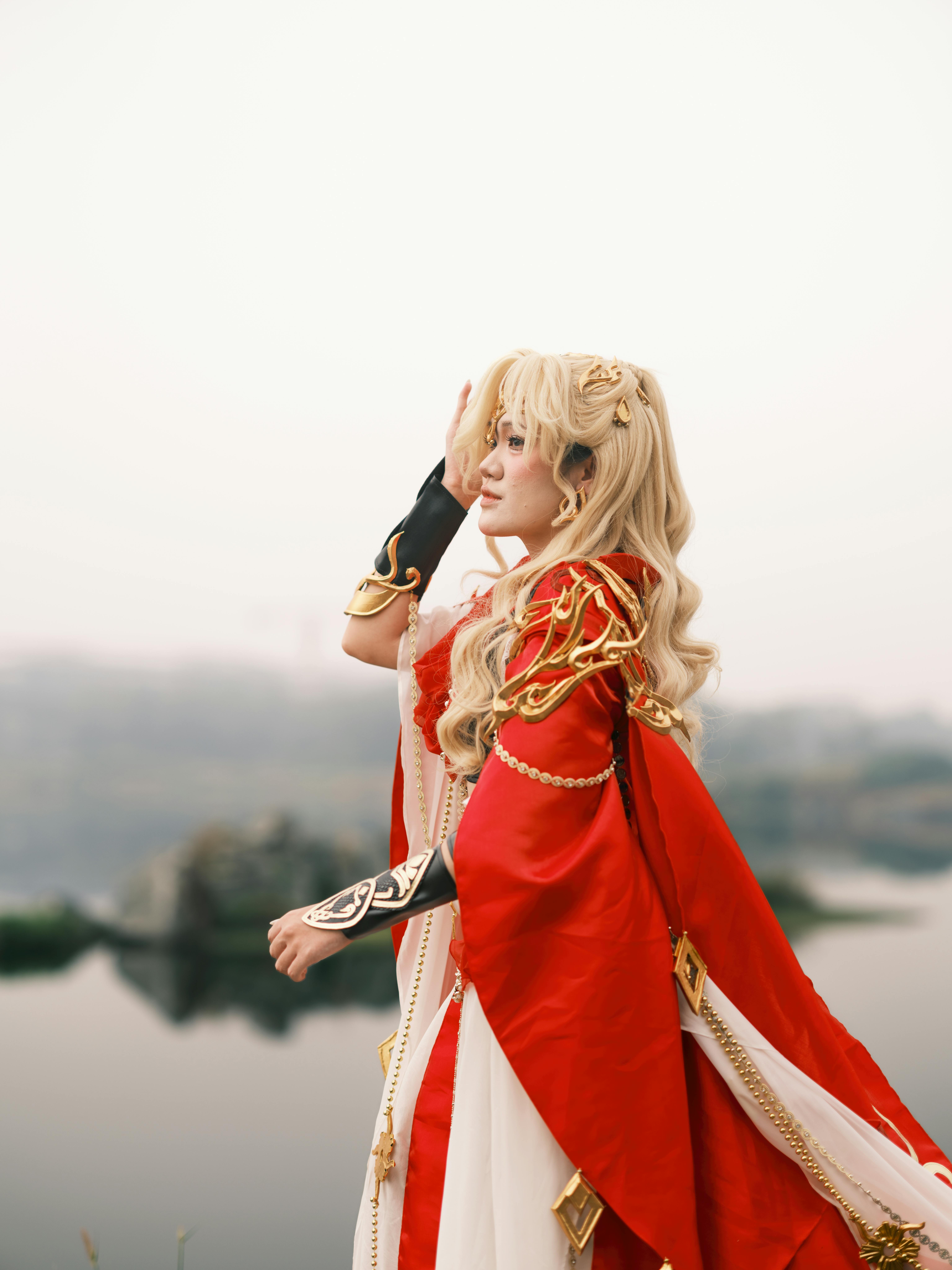 Elegant Cosplay by the Tranquil Lake