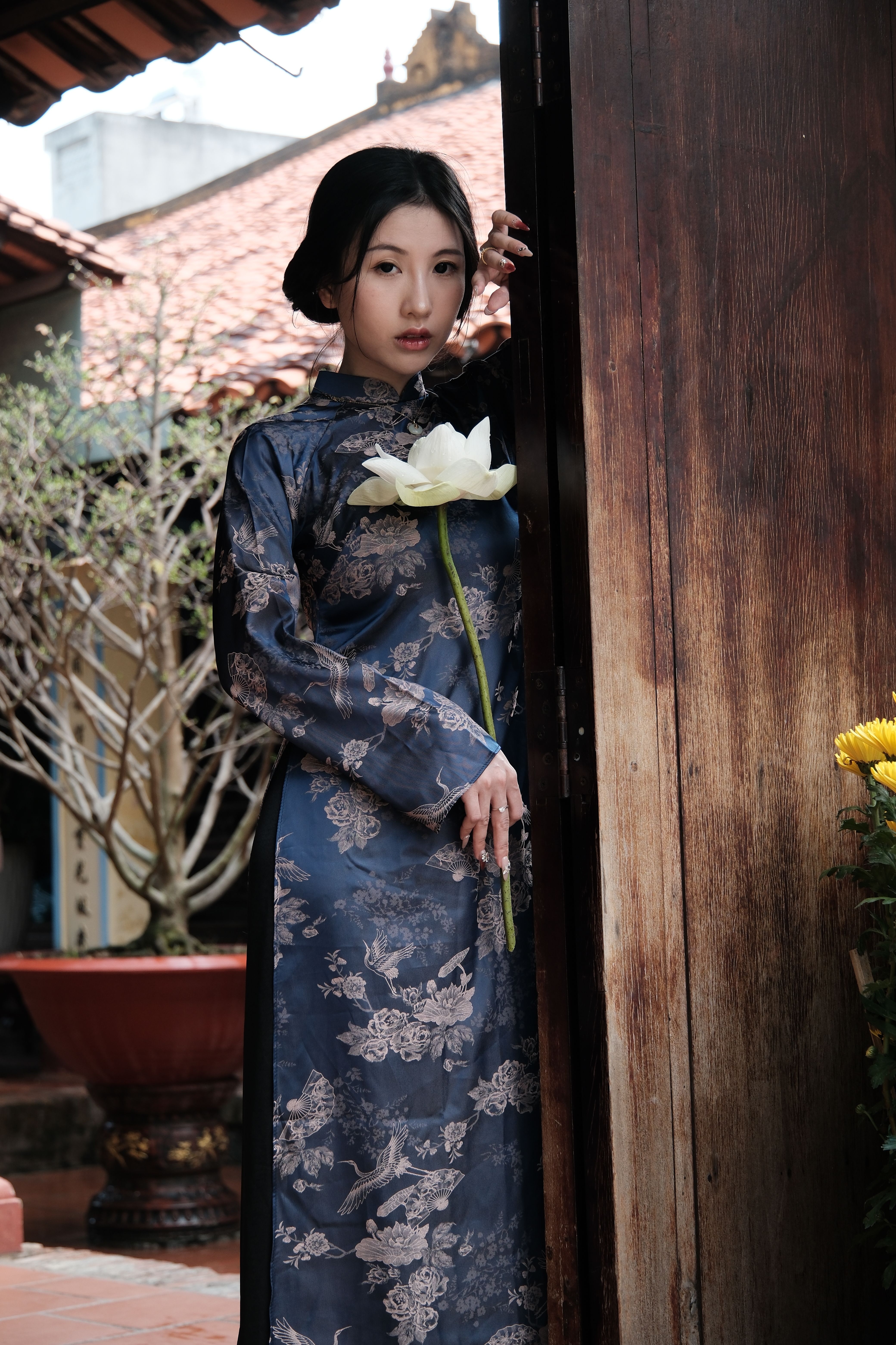 blue vietnamese dress Brown Polka Dot Wrap Frill Dress  AX Paris