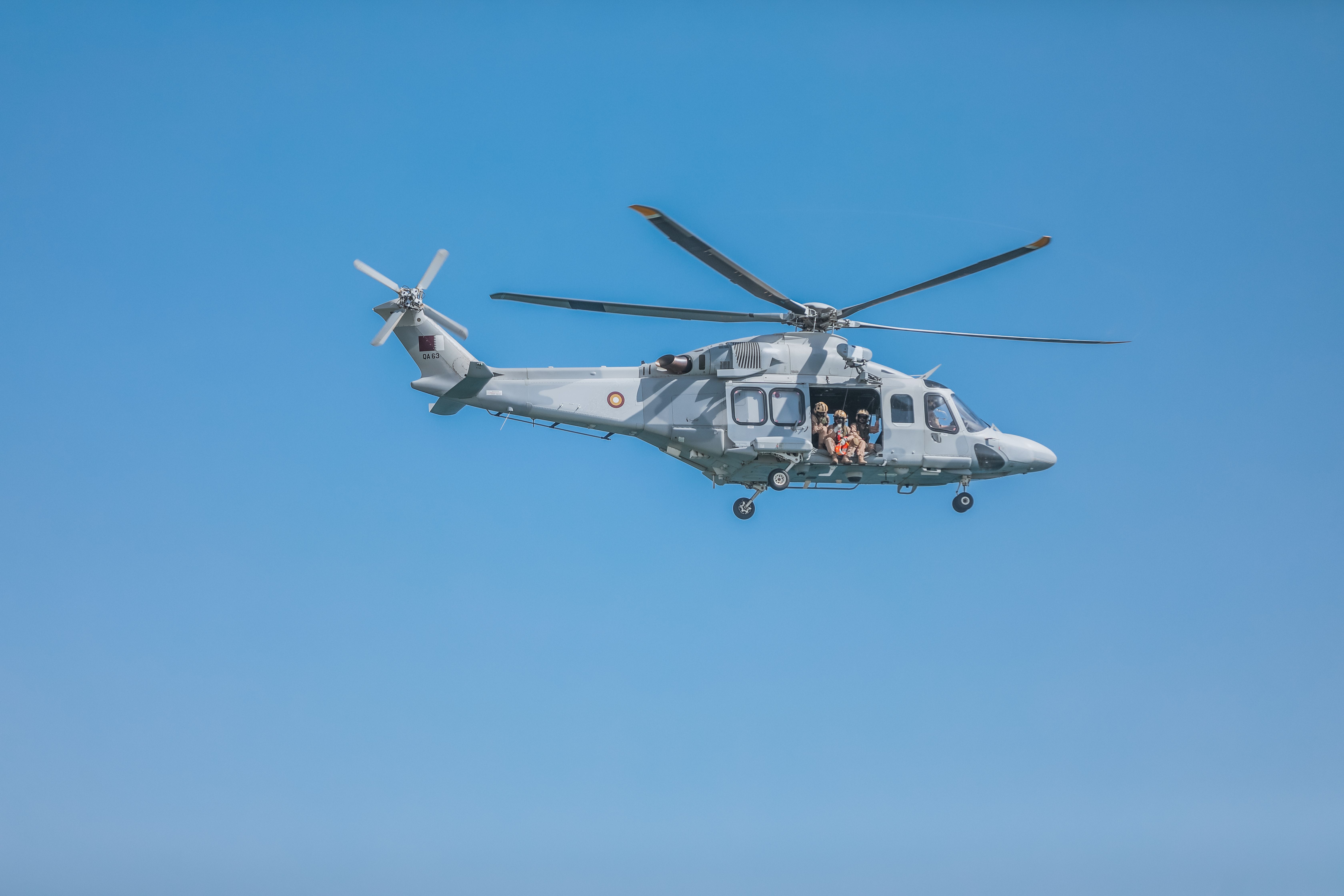 Helicopter in Flight Over Doha, Qatar