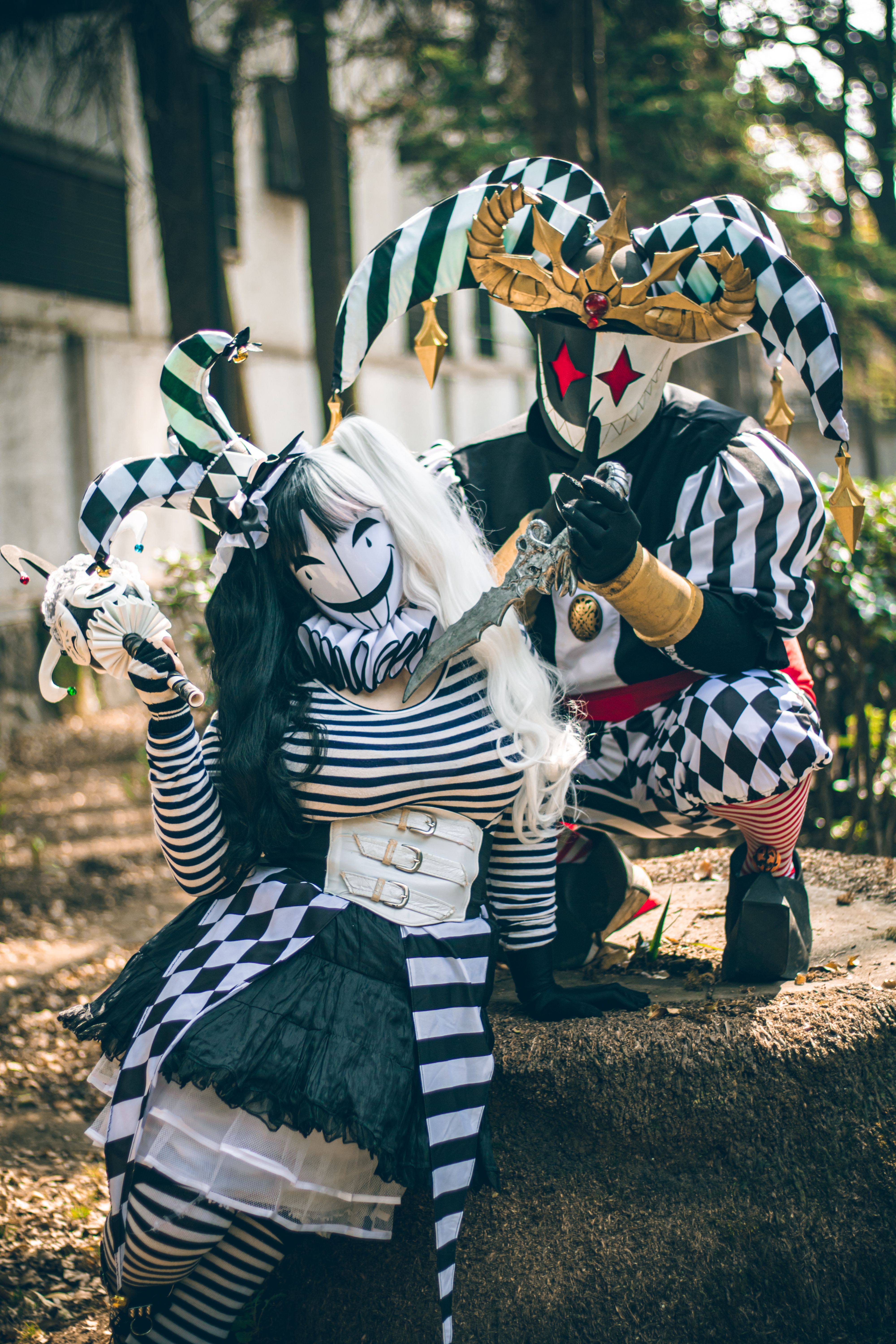 Whimsical Clown Cosplay in Mexico City Park