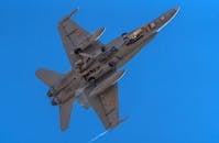 Spanish Military Jet in Flight Above Albacete