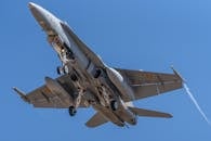 Spanish Air Force Jet in Flight with Landing Gear Deployed