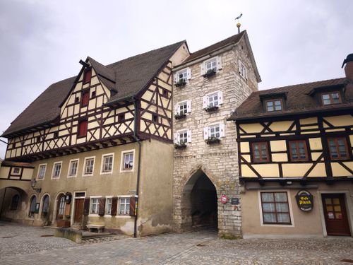 Free Scenic view of medieval half-timbered architecture in a European town. Stock Photo