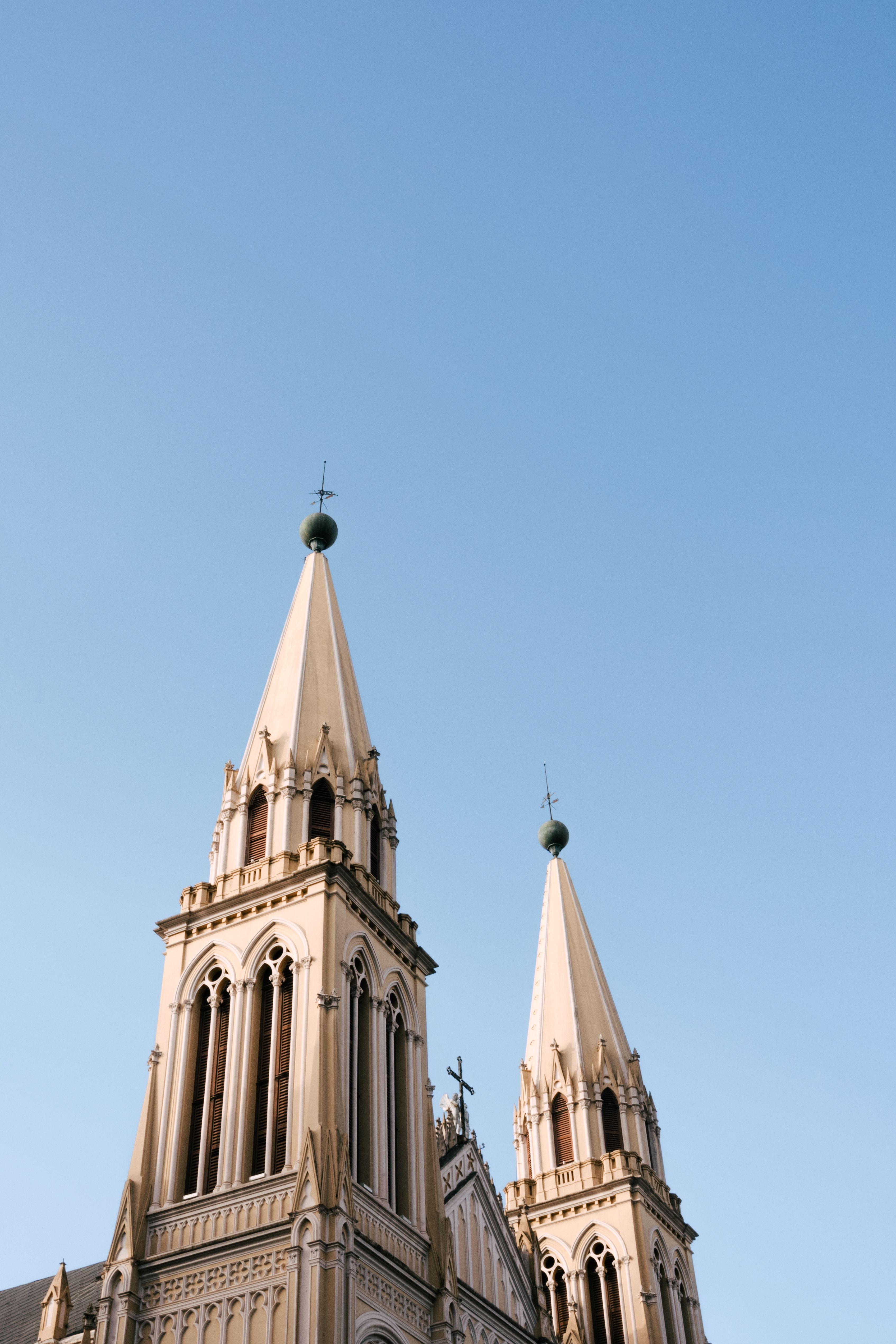 Majestic Twin Spires of Curitiba Cathedral Against Clear Sky · Free ...